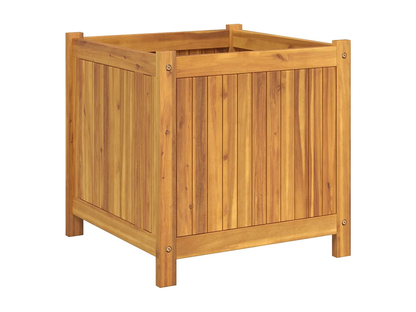 Jardinière avec doublure 50x50x50 cm bois massif d'acacia