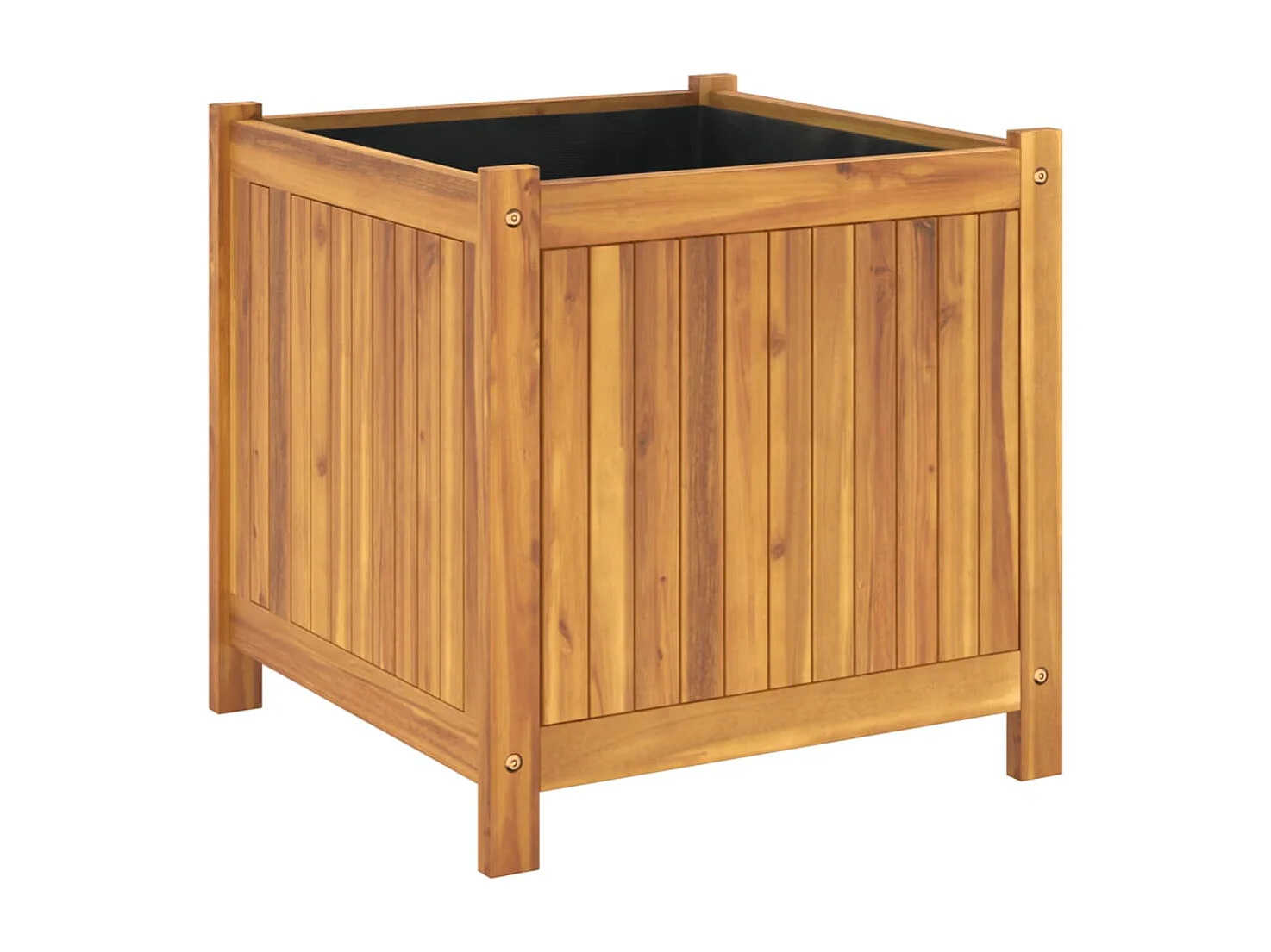 Jardinière avec doublure 50x50x50 cm bois massif d'acacia