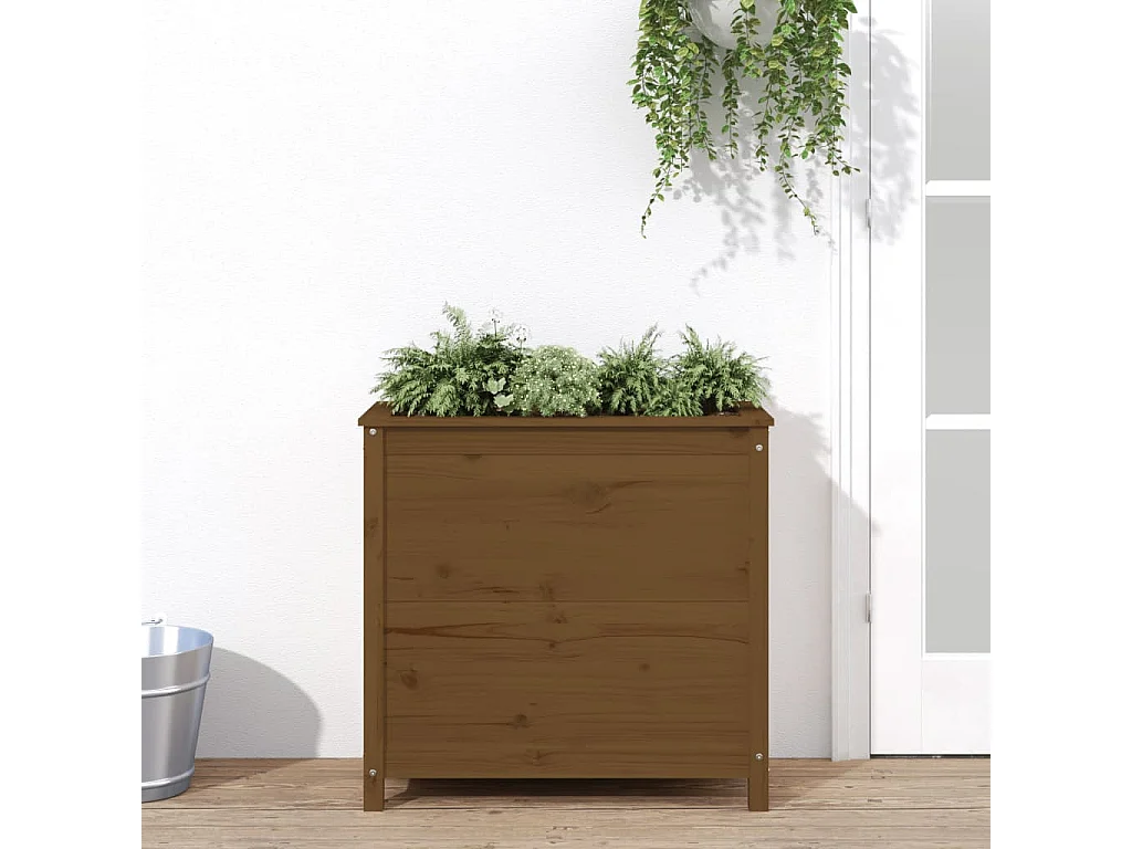Jardinera madera maciza de pino marrón miel 82,5x40x78 cm