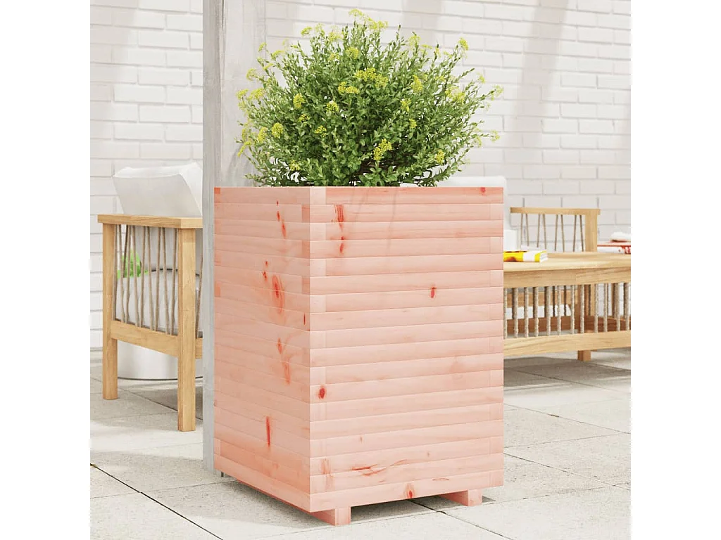 Vaso/floreira de jardim 50x50x72 cm madeira de douglas maciça