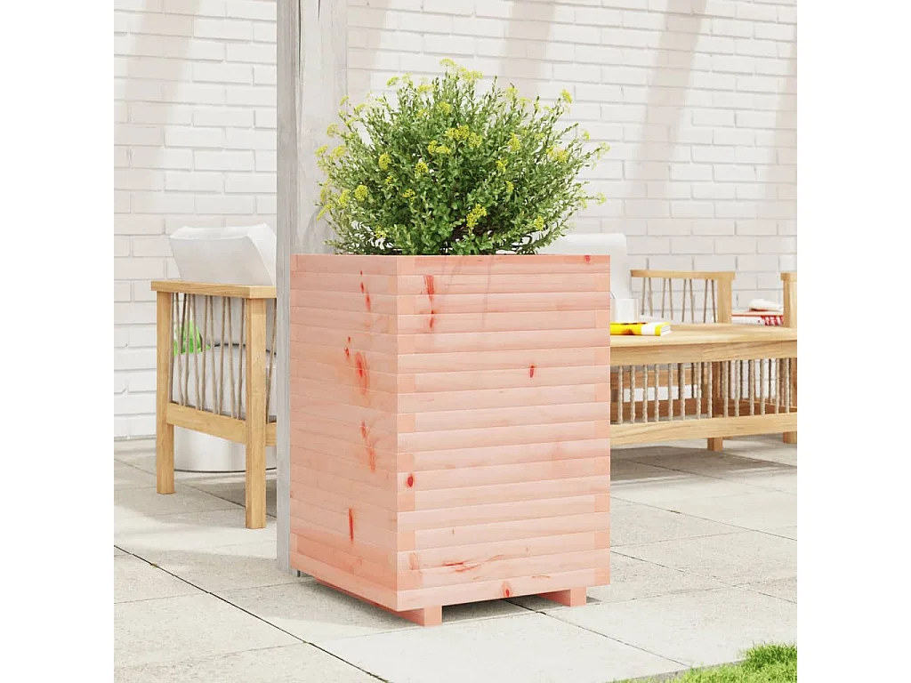 Vaso/floreira de jardim 50x50x72 cm madeira de douglas maciça