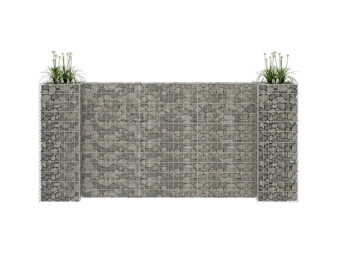 Jardinera de gaviones forma de H alambre de acero 260x40x120 cm