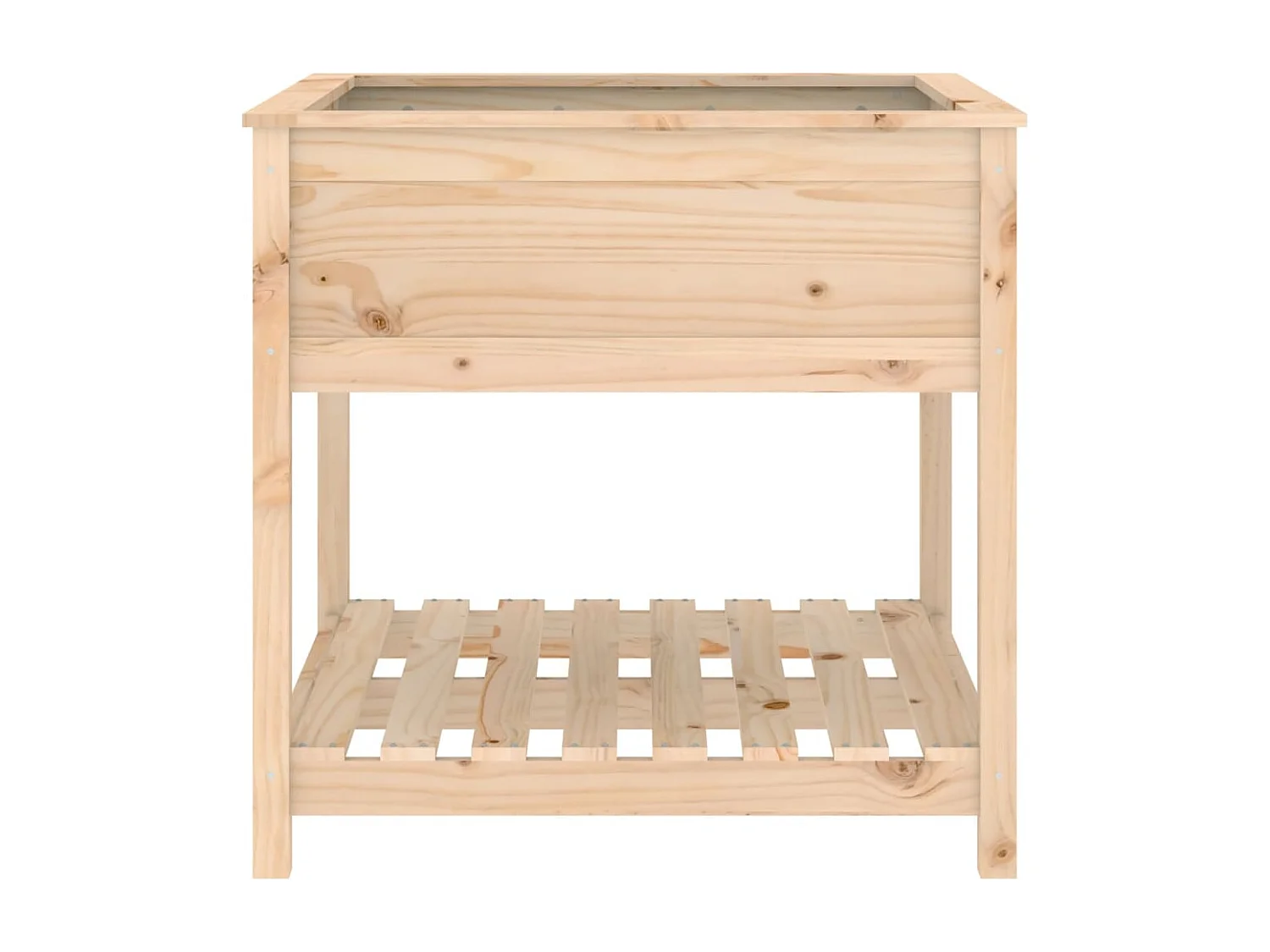 Jardinera con estante madera maciza de pino 82,5x82,5x81 cm
