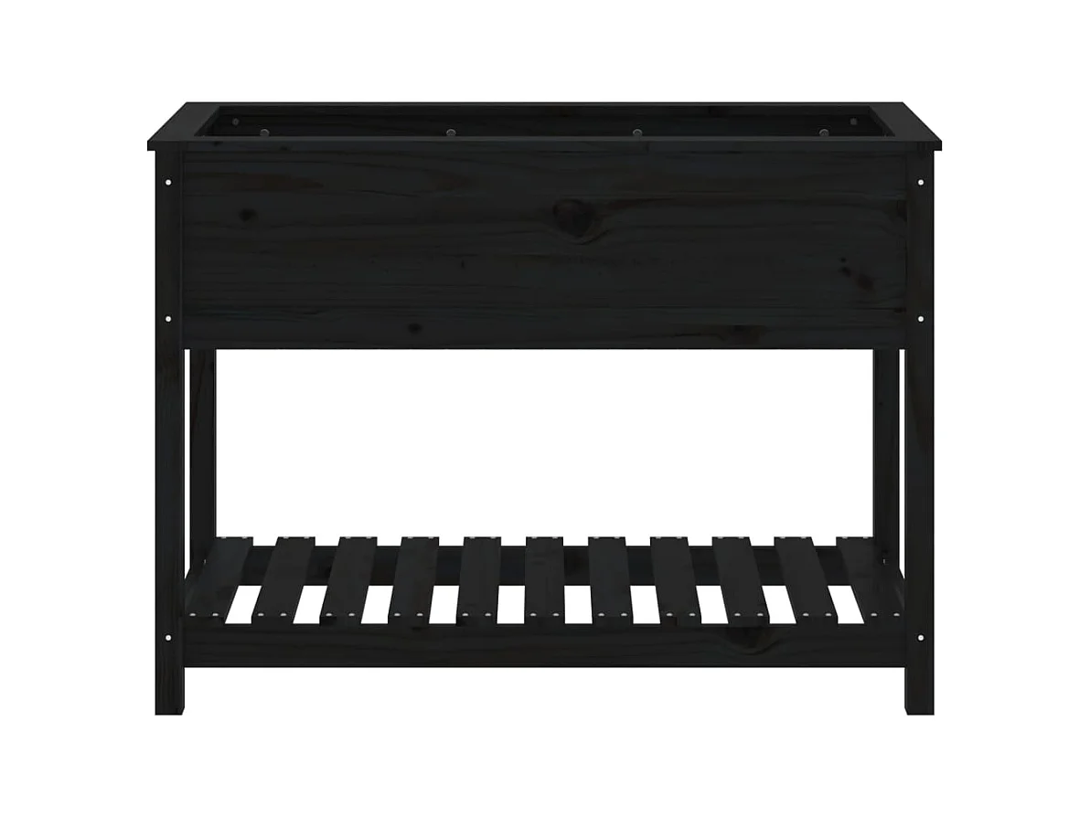 Jardinière avec étagère Noir 111,5x54x81 cm Bois massif de pin