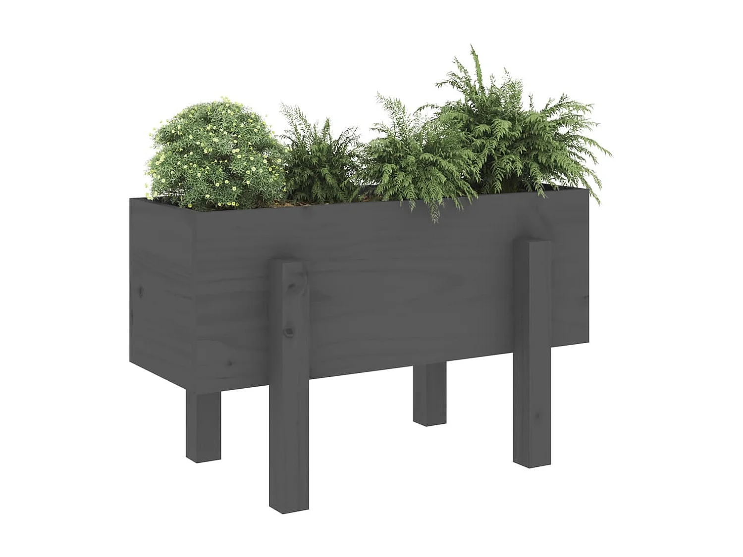 Jardinière gris 62x30x38 cm bois massif de pin