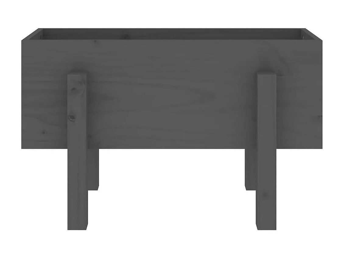 Jardinière gris 62x30x38 cm bois massif de pin