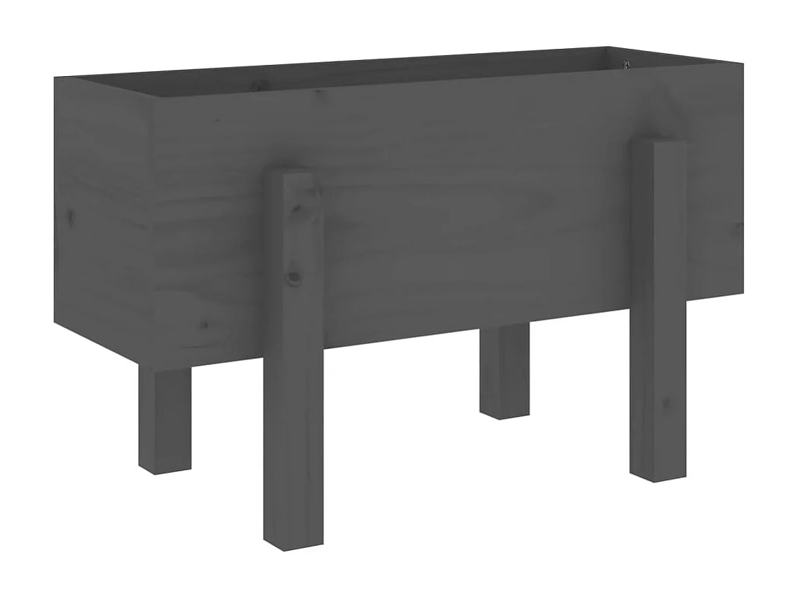 Jardinière gris 62x30x38 cm bois massif de pin