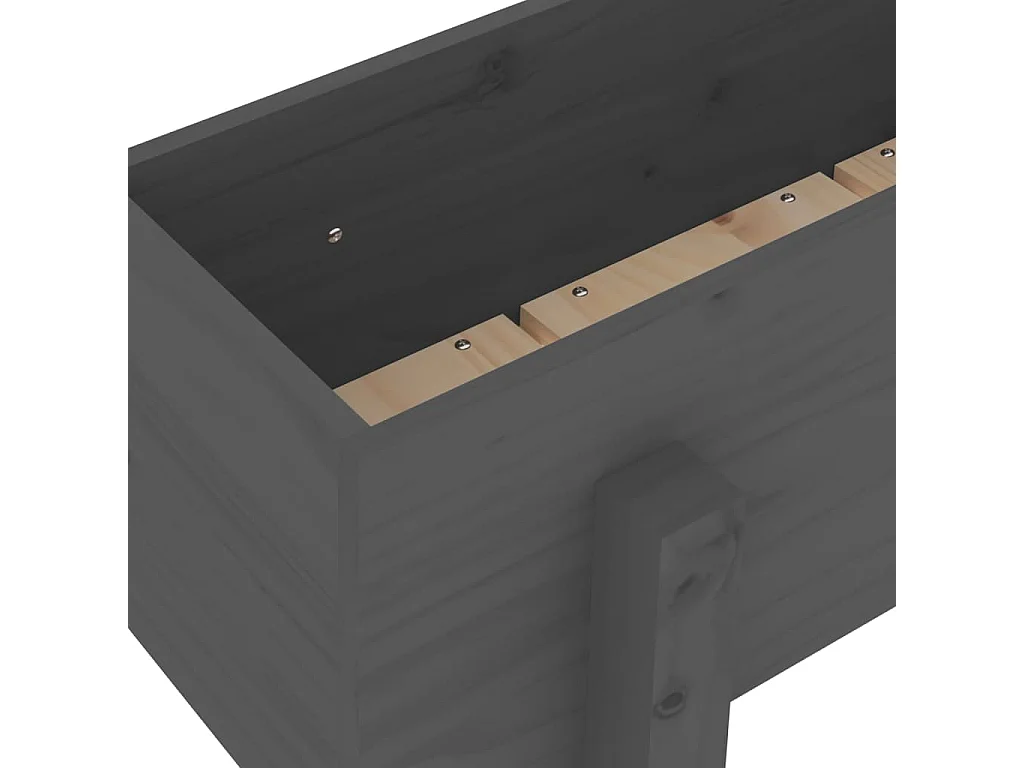 Jardinière gris 62x30x38 cm bois massif de pin