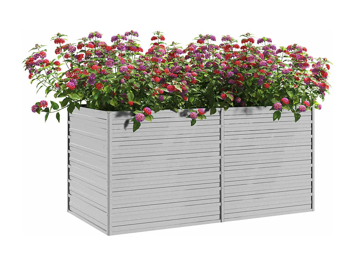 Lit surélevé de jardin 160x80x77 cm Acier galvanisé Argenté