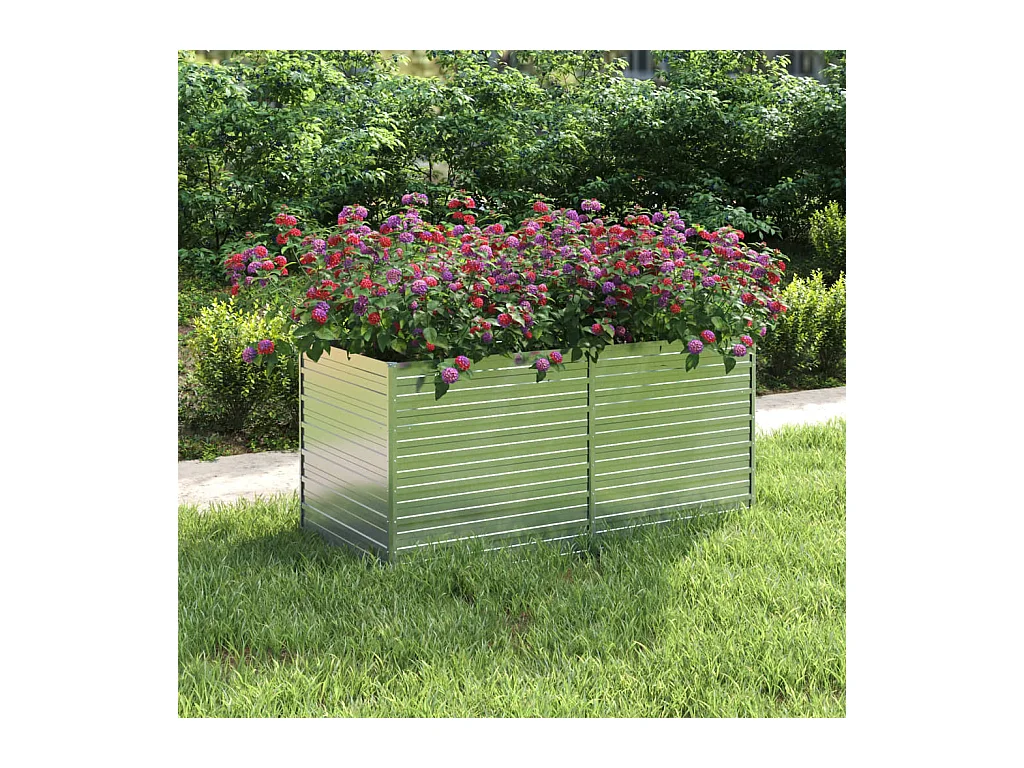 Arriate de acero galvanizado plateado 160x80x77 cm