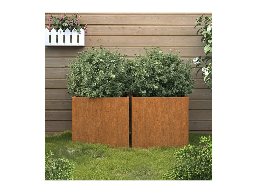 Jardineras 2 unidades acero corten 49x47x46 cm