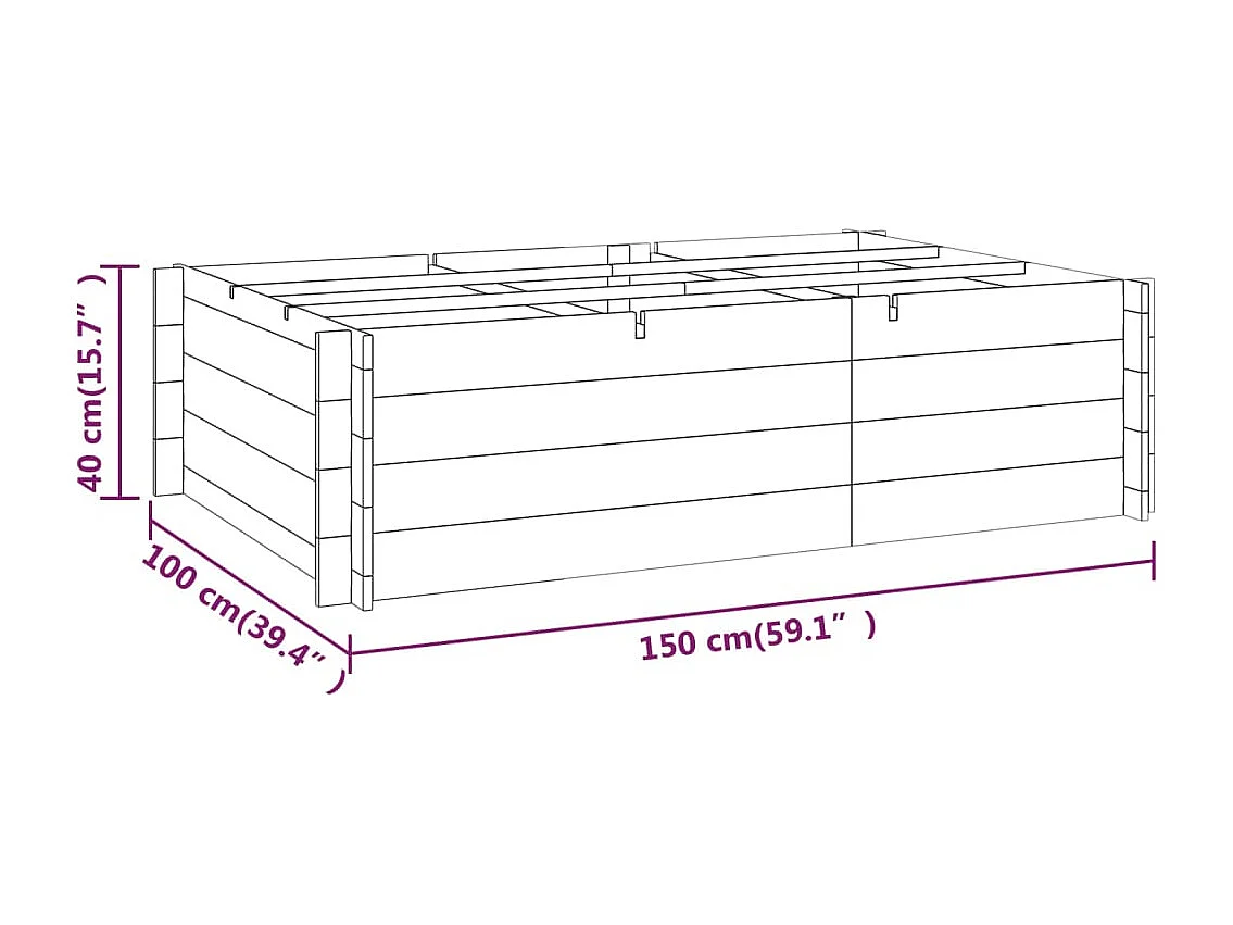 Lit surélevé 150x100x40 cm Bois imprégné