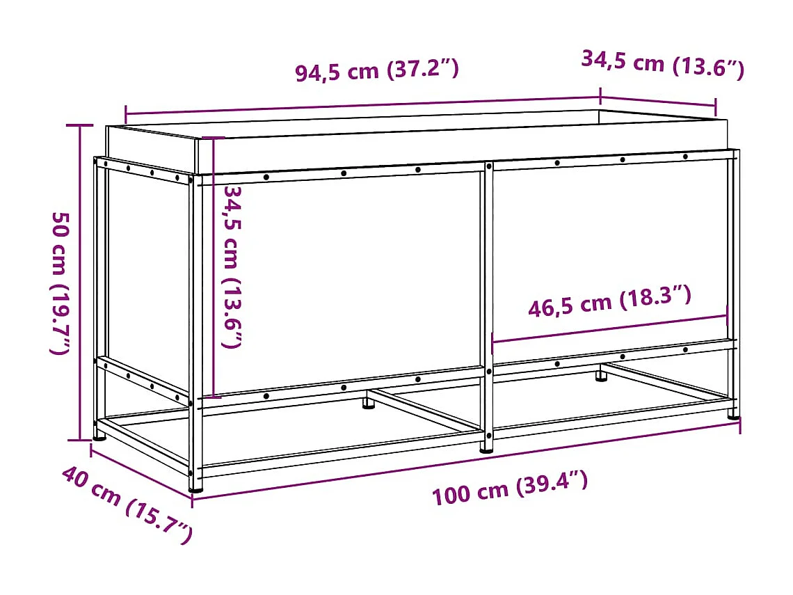 Jardinière 100x40x50 cm bois de pin massif