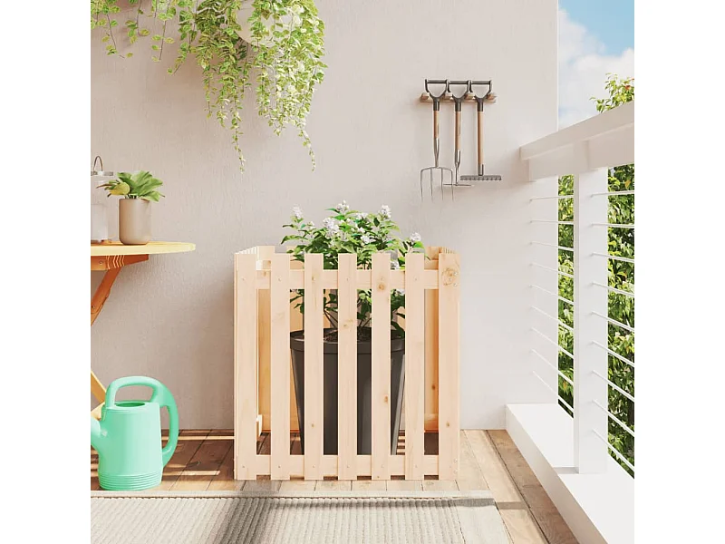 Vaso de jardim c/ design de cerca 70x70x70 cm pinho maciço