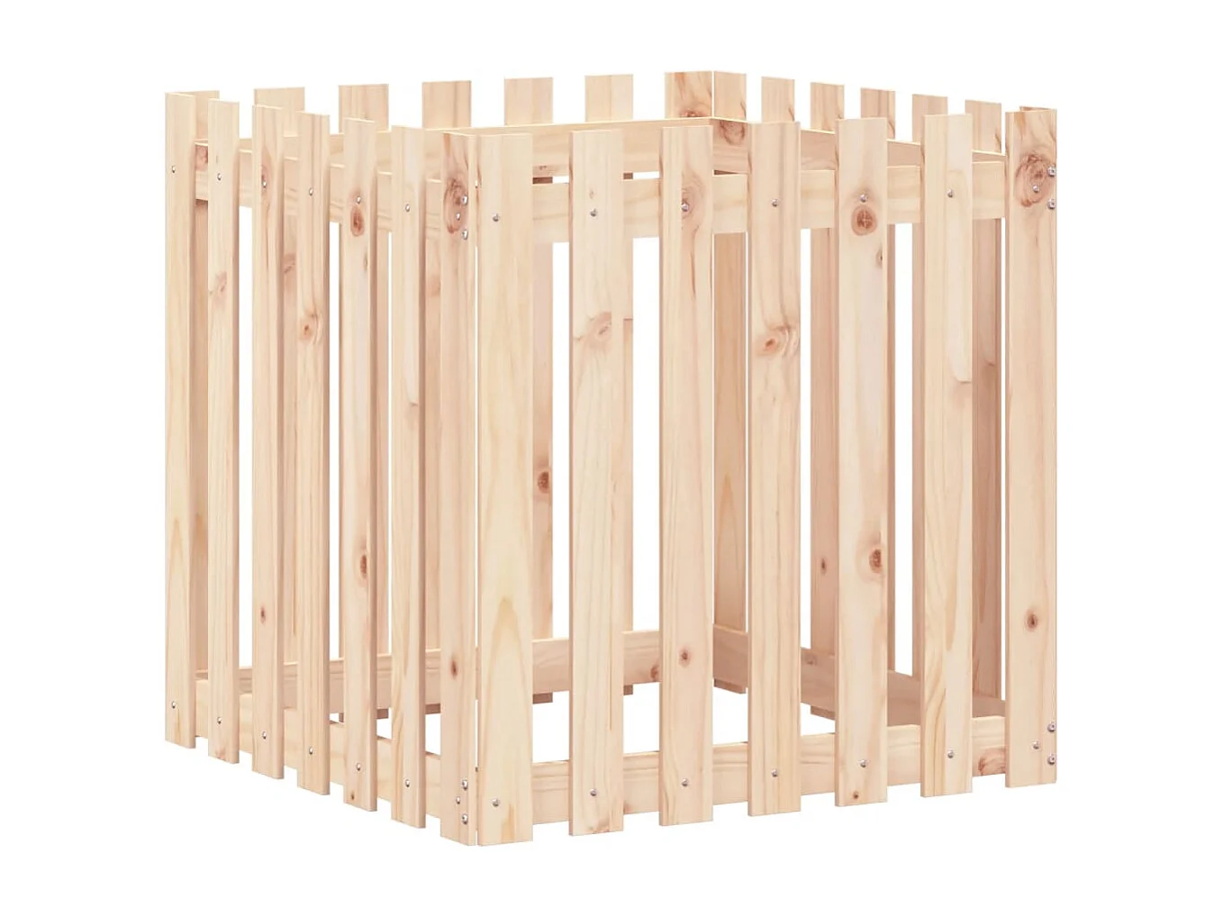 Jardinera con diseño de valla madera maciza de pino 70x70x70 cm