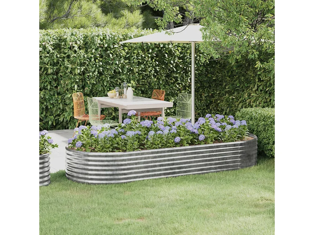 Lit surélevé de jardin Acier enduit de poudre Argenté