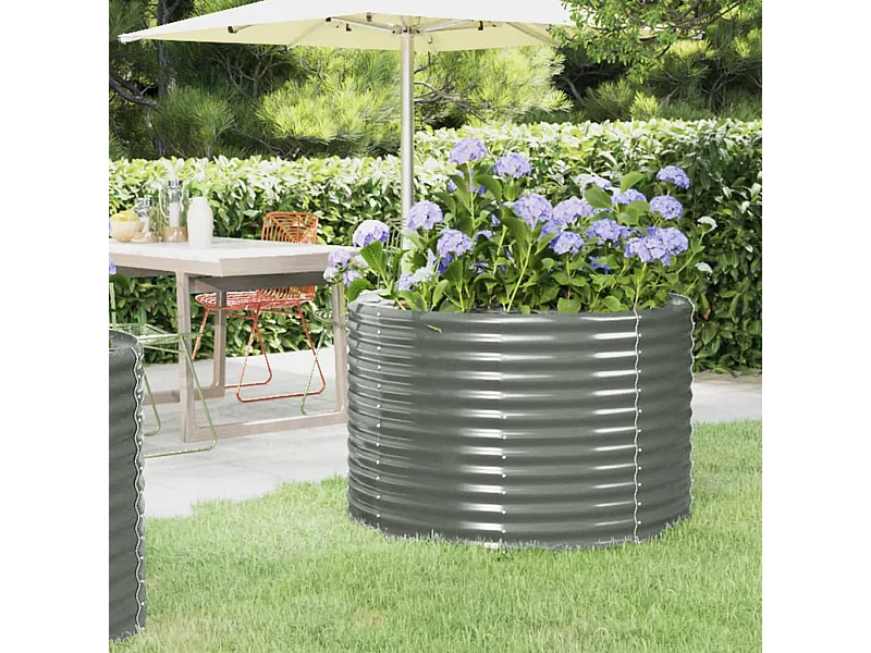 Canteiro elevado jardim 100x100x68 aço revestido a pó cinzento