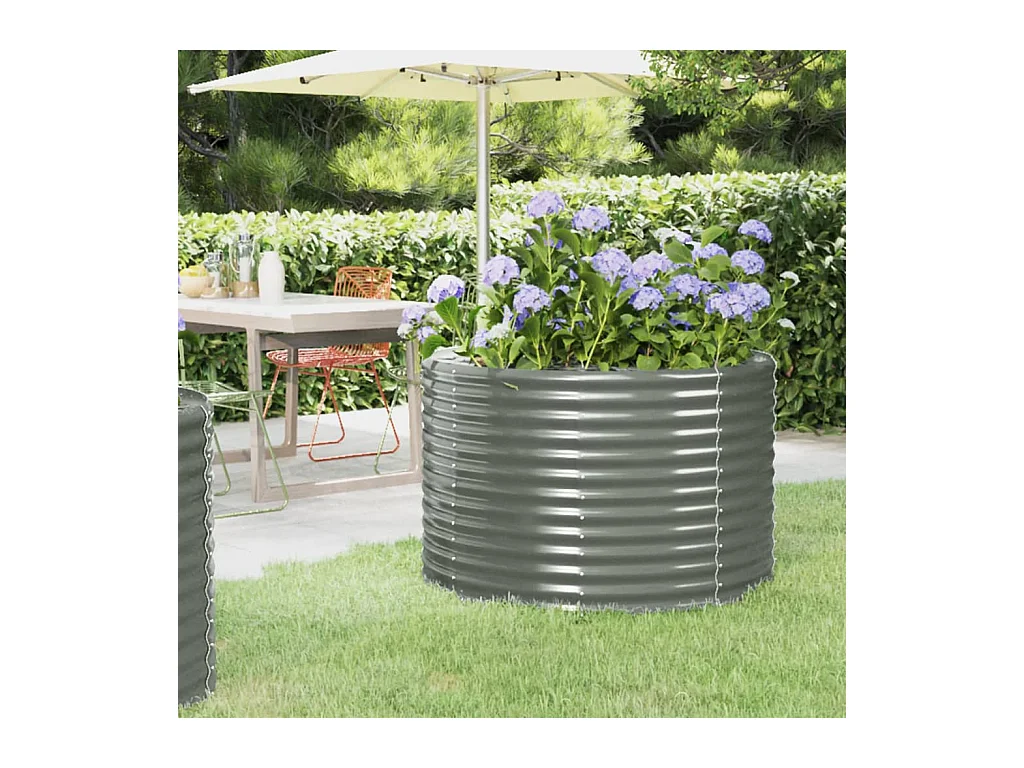 Lit surélevé de jardin Acier enduit de poudre 100x100x68cm gris