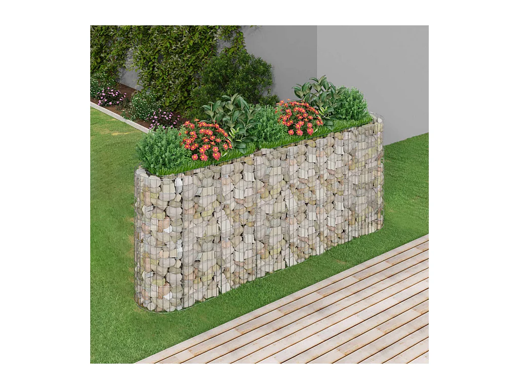 Lit surélevé à gabion Fer galvanisé 260x50x100 cm