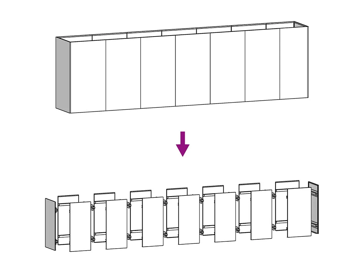 Jardinera acero corten 280x40x80 cm