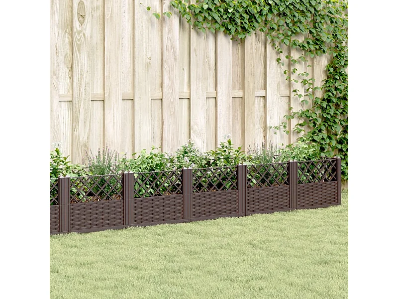 Vaso/floreira jardim c/ estacas 363,5x43,5x43,5 cm PP castanho