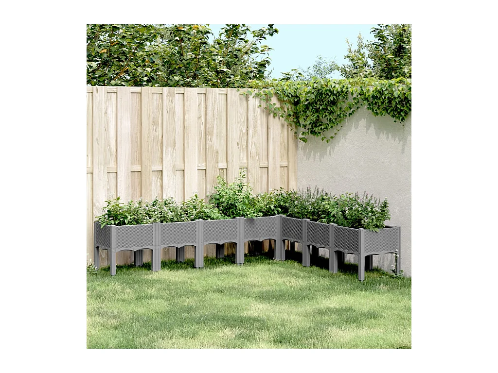 Jardinera con patas PP gris claro 200x160x42 cm