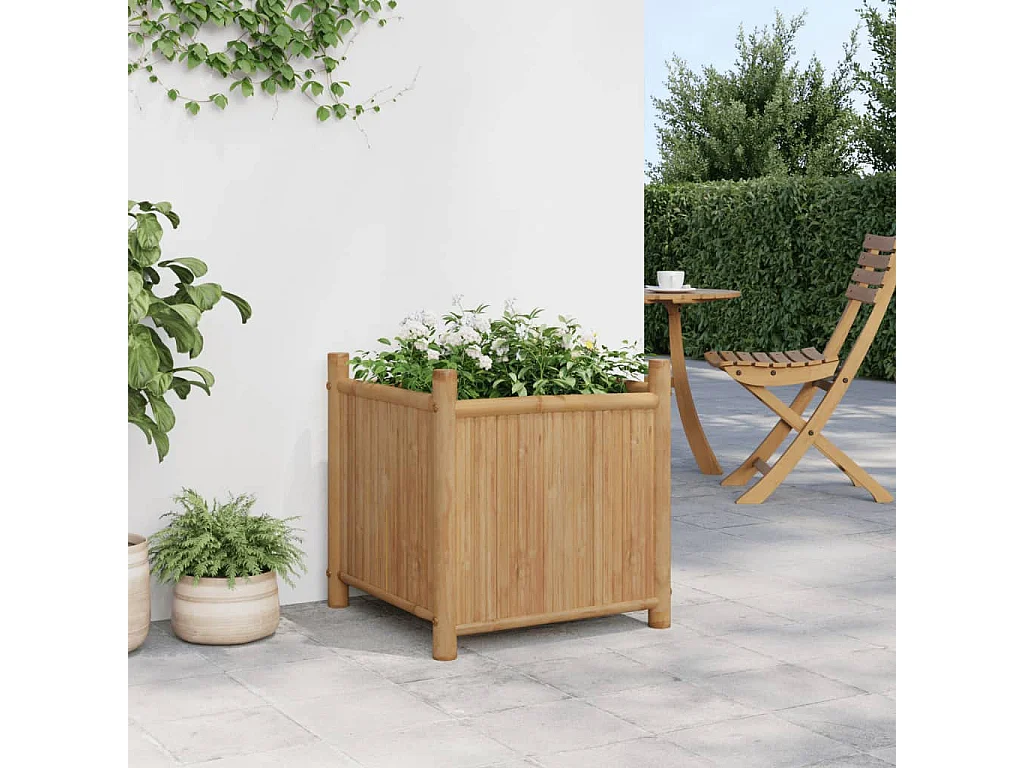 Vaso/floreira de jardim 50x50x50 cm bambu