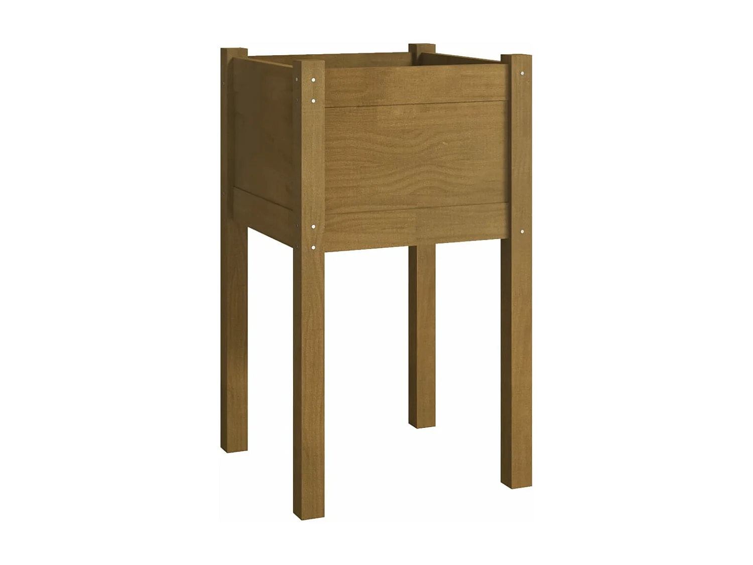 Jardinera de madera maciza de pino marrón miel 40x40x70 cm