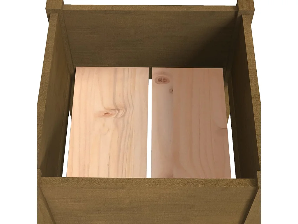 Jardinera de madera maciza de pino marrón miel 40x40x70 cm