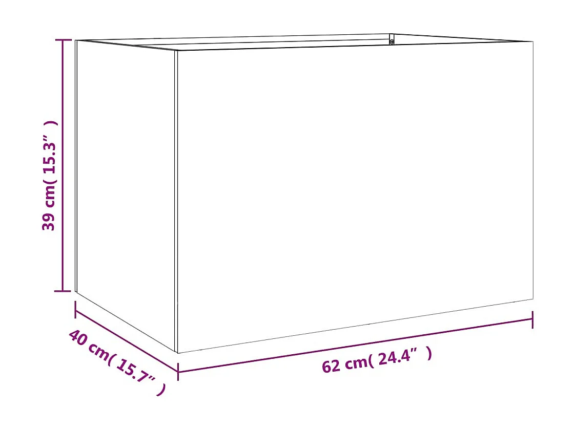 Vaso/floreira 62x40x39 cm aço galvanizado prateado