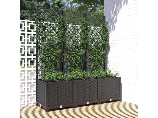vente unique Jardinière avec treillis Noir 120x40x136 cm PP