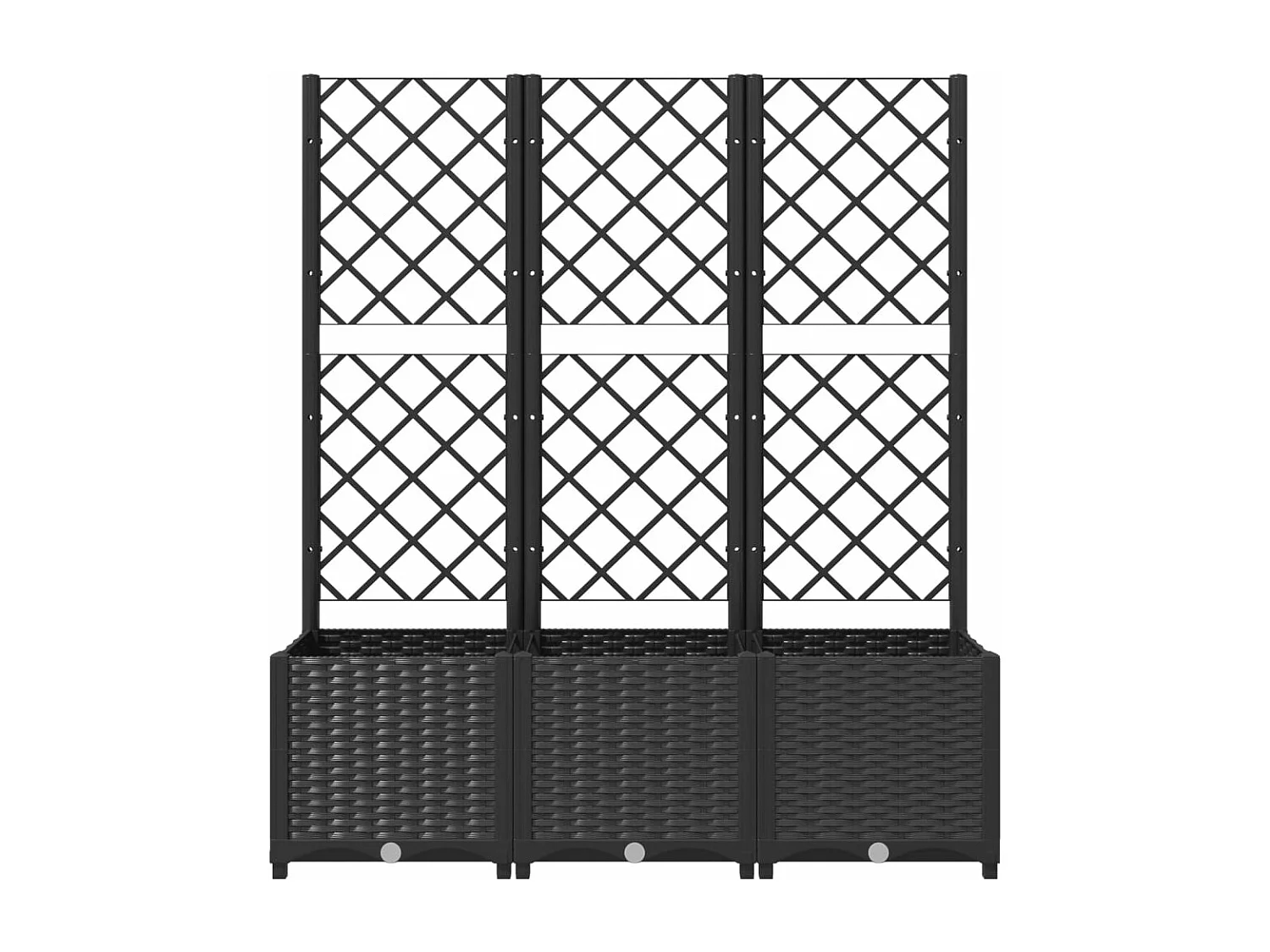 Jardinera con enrejado PP negro 120x40x136 cm