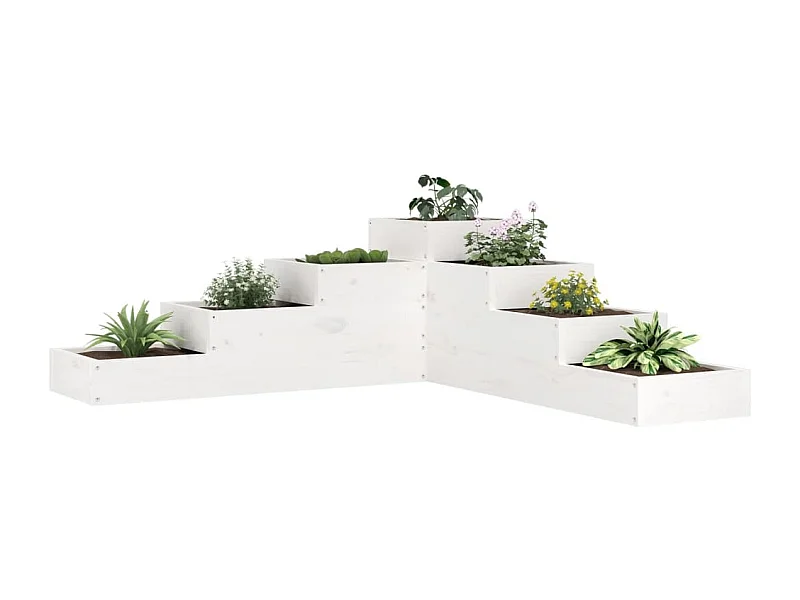 Jardinera 4 niveles madera maciza pino blanca 106x104,5x36 cm