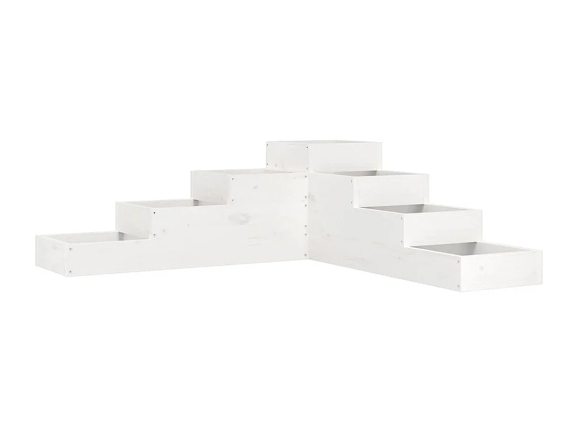 Jardinière 4 niveaux 106x104,5x36 cm blanc bois de pin massif