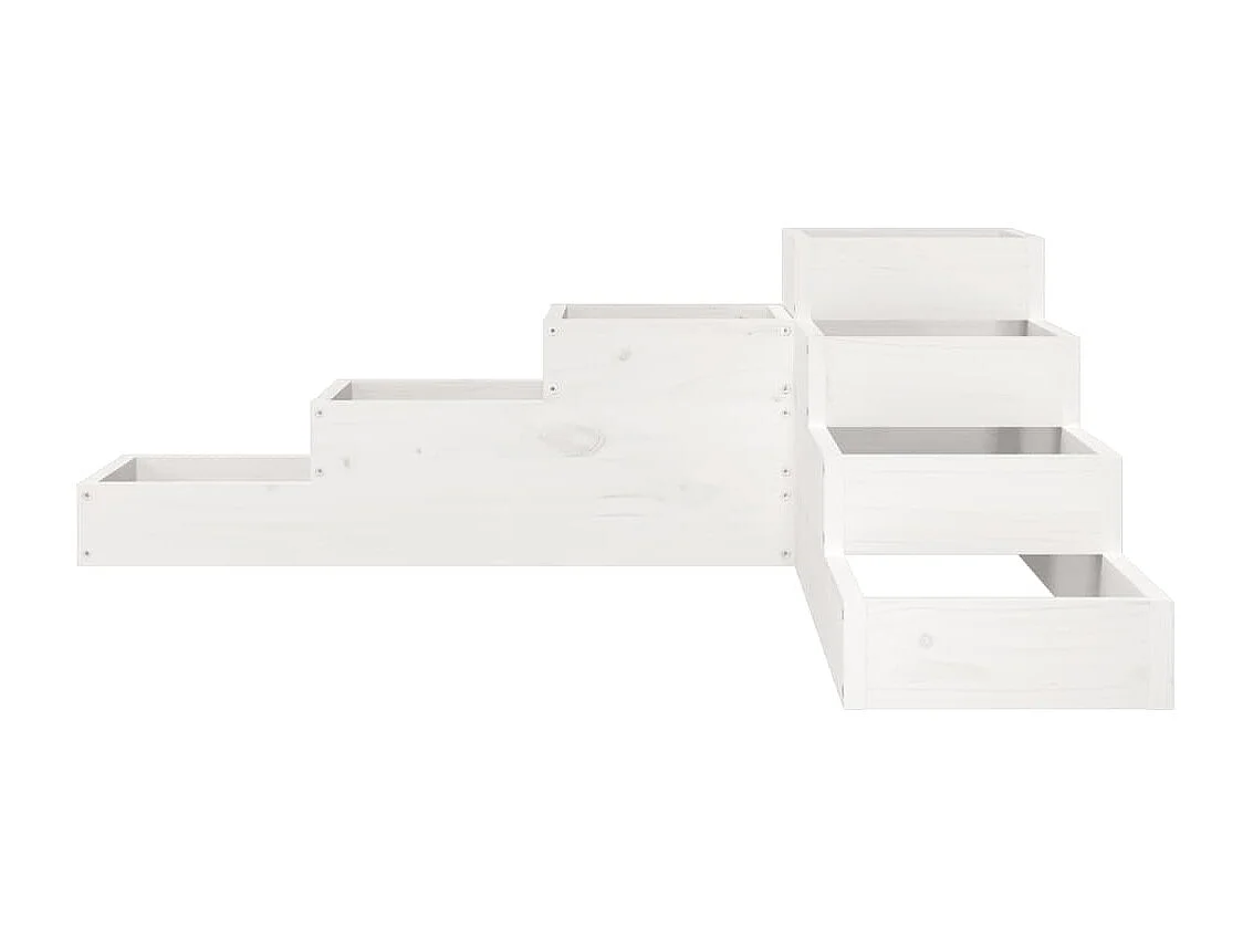 Jardinière 4 niveaux 106x104,5x36 cm blanc bois de pin massif