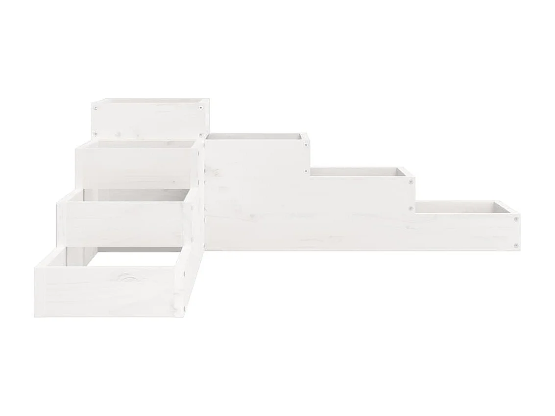 Jardinière 4 niveaux 106x104,5x36 cm blanc bois de pin massif