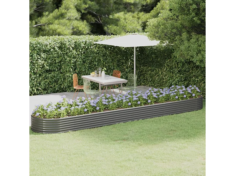 Jardinera arriate acero recubrimiento polvo gris 507x100x36 cm