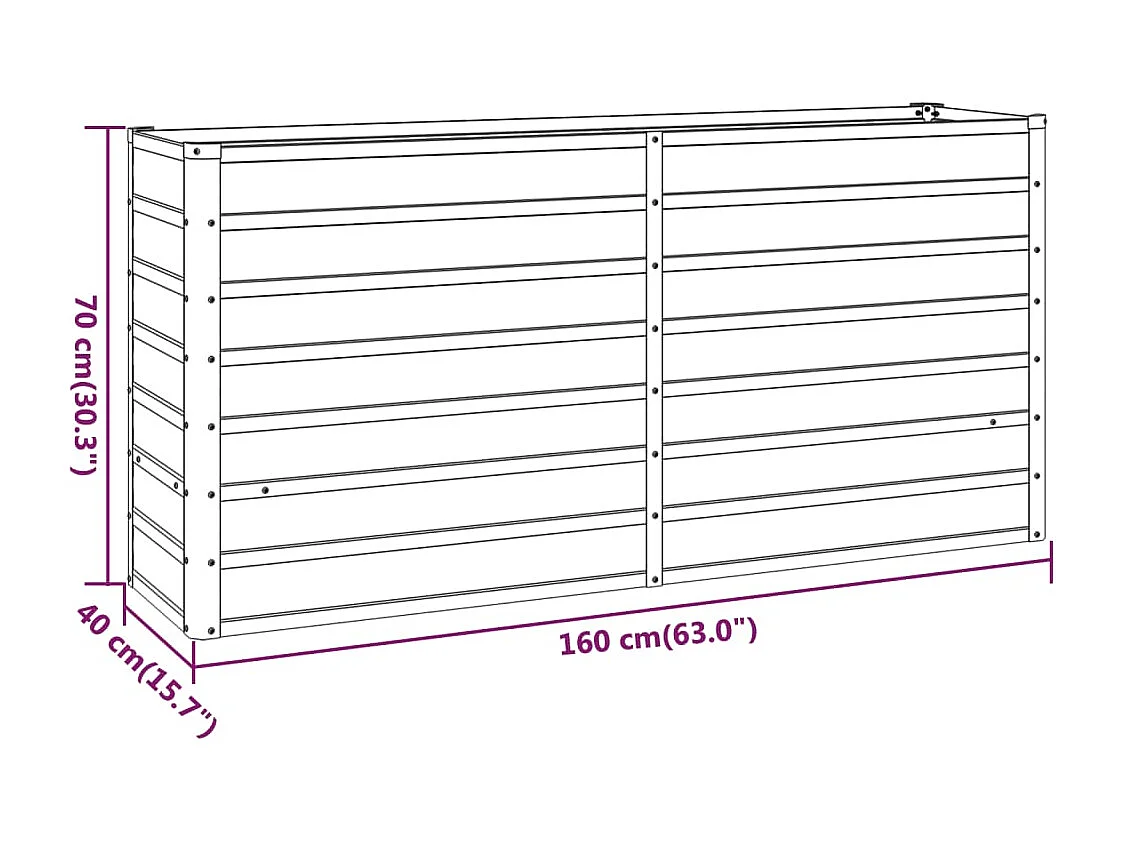 Arriate oxidado de acero corten 160x40x77 cm