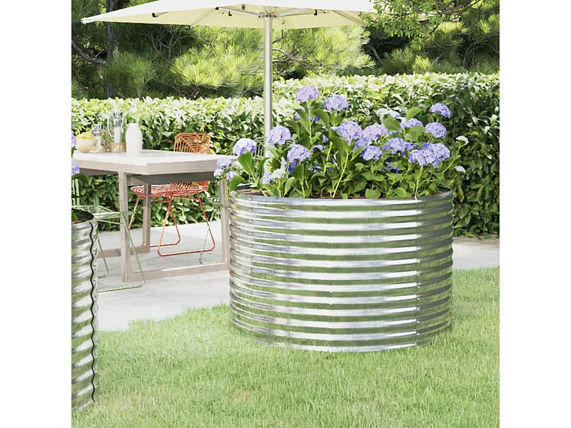 Jardinera arriate acero recubrimiento polvo plata 100x100x68 cm