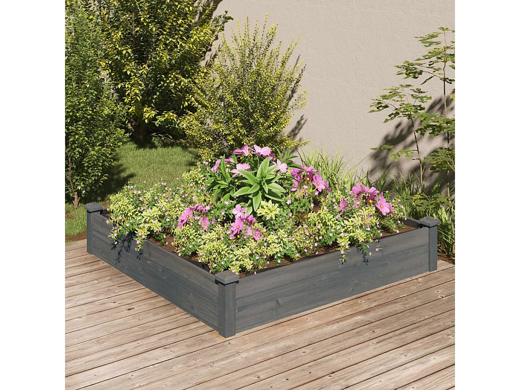 Lit surélevé de jardin doublure 120x120x25 cm bois massif sapin