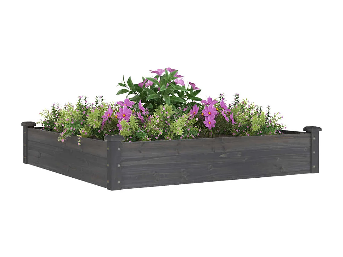 Lit surélevé de jardin doublure 120x120x25 cm bois massif sapin