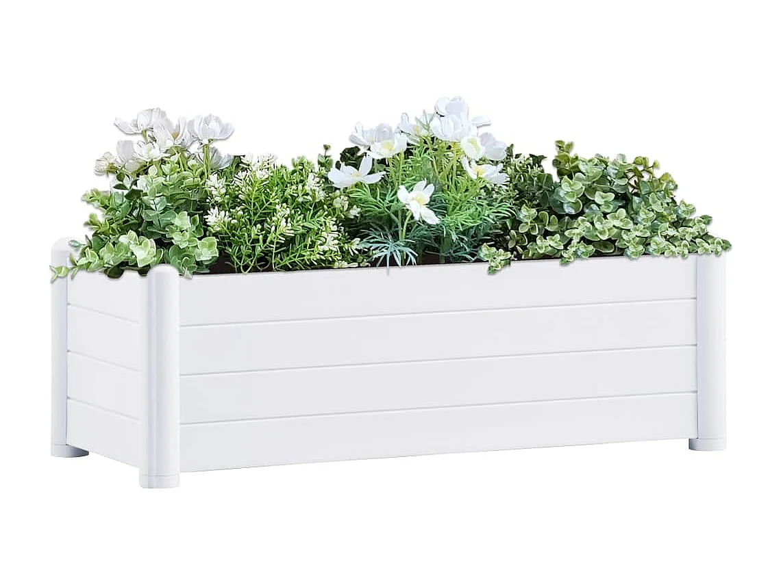 Canteiro elevado para jardim PP 100x43x35 cm branco