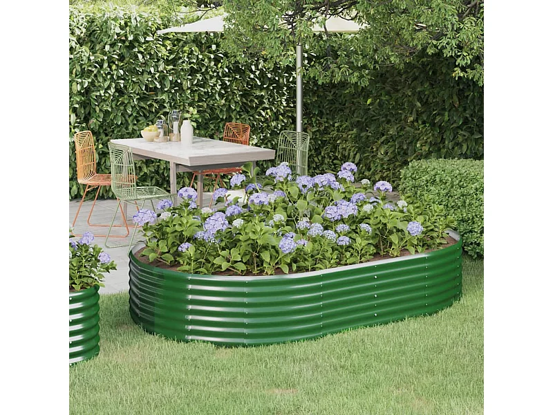 Jardinera arriate acero recubrimiento polvo verde 214x140x36 cm