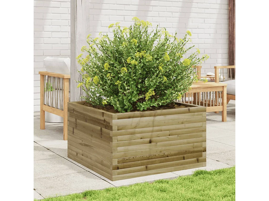 Jardinera de madera de pino impregnada 80x80x45,5 cm