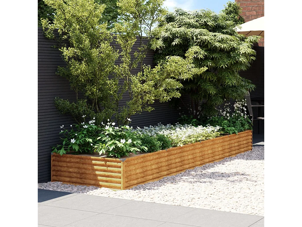 Lit surélevé de jardin 387x100x36 cm acier corten