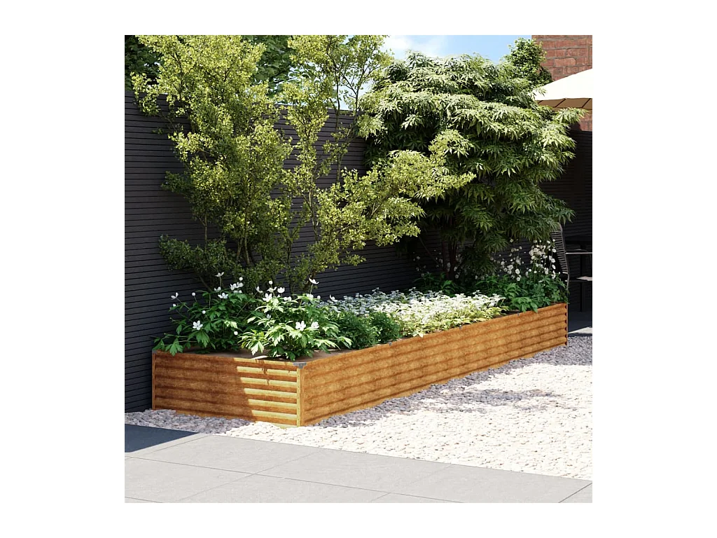 Canteiro elevado de jardim 387x100x36 cm aço corten