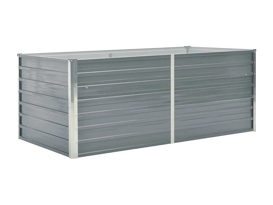 Jardinera elevada de acero galvanizado gris 160x80x45 cm