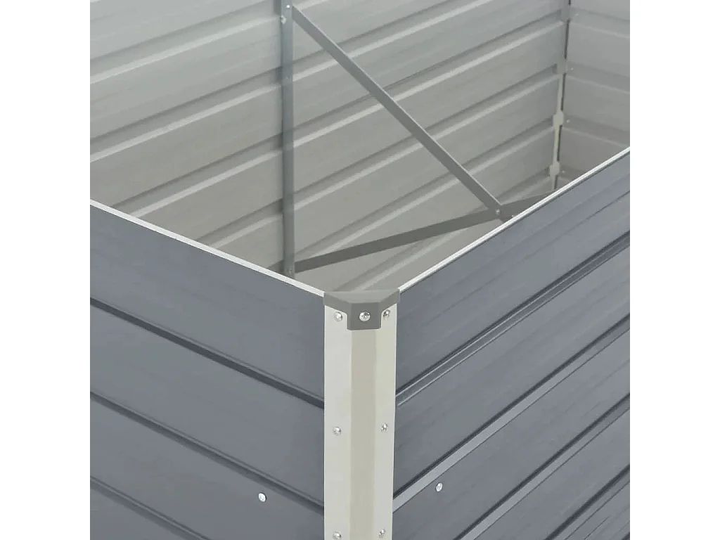 Jardinera elevada de acero galvanizado gris 160x80x45 cm