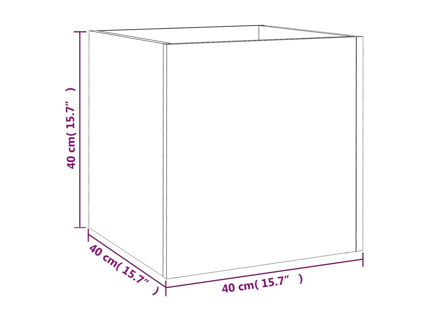 Vaso/floreira 40x40x40 cm derivados de madeira preto