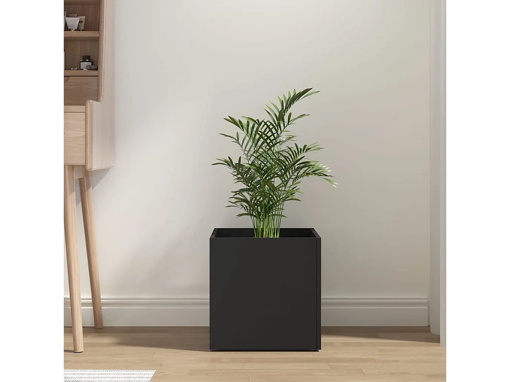 Jardinera de madera contrachapada negra 40x40x40 cm